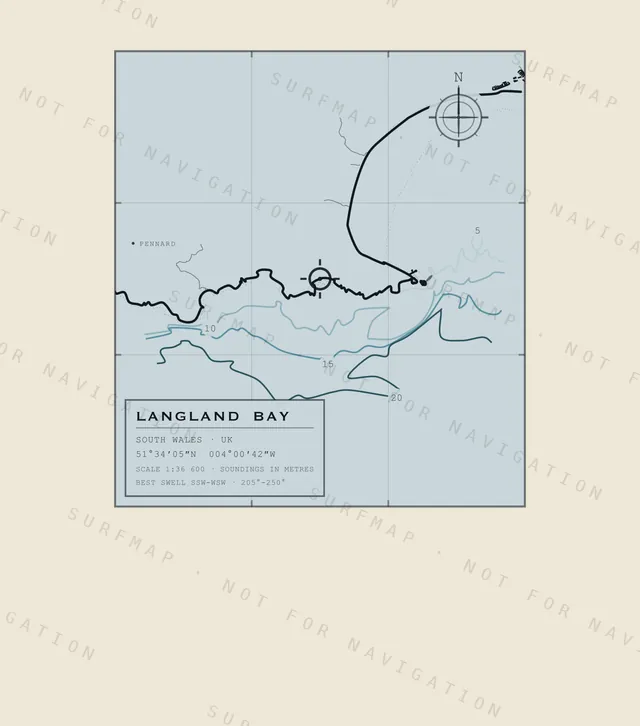 Langland Bay chart, the full artwork printed on the back