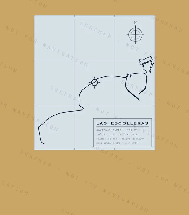 Las Escolleras chart, the full artwork printed on the back