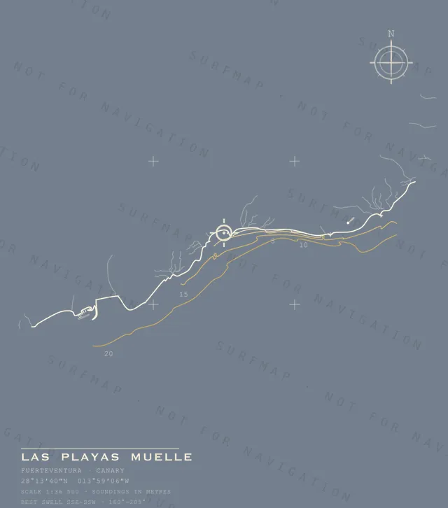 Las Playas Muelle chart, the full artwork printed on the back