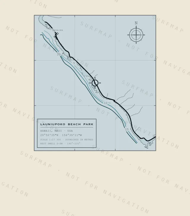 Launiupoko Beach Park chart, the full artwork printed on the back