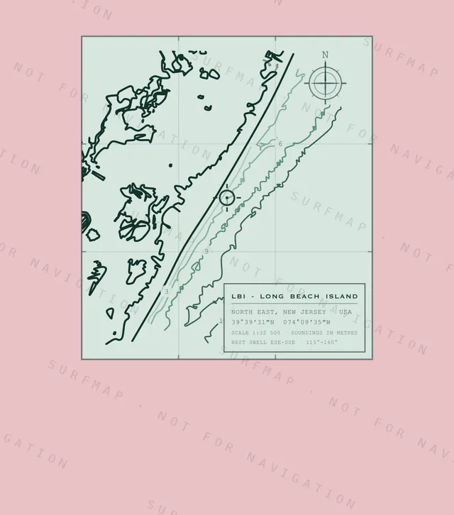 LBI - Long Beach Island chart, the full artwork printed on the back