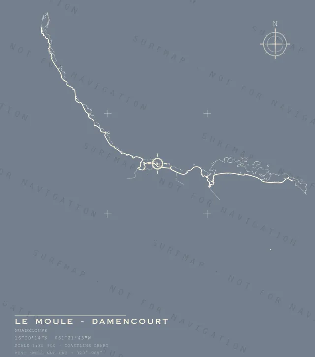 Le Moule - Damencourt chart, the full artwork printed on the back
