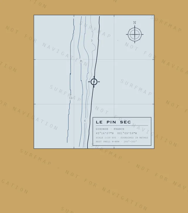 Le Pin Sec chart, the full artwork printed on the back