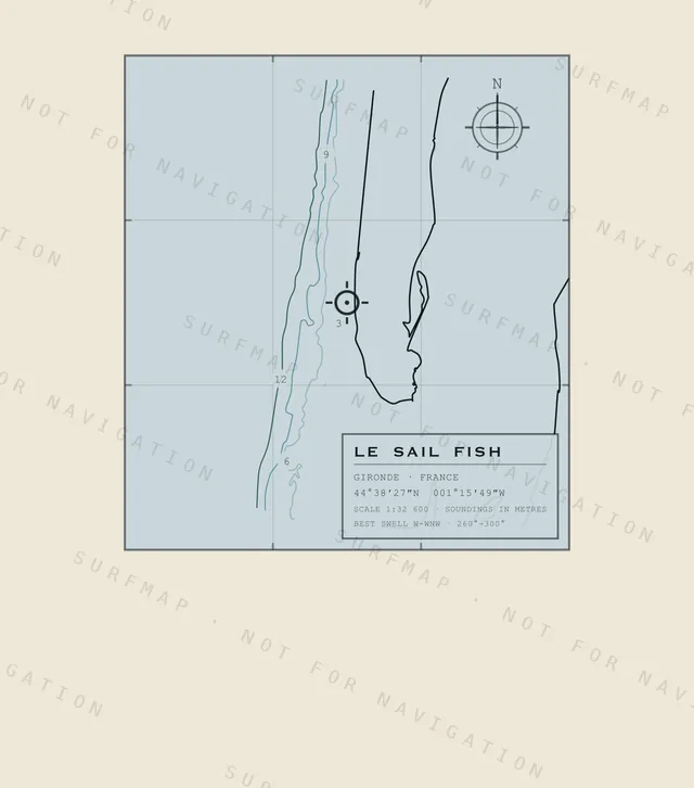 Le Sail Fish chart, the full artwork printed on the back