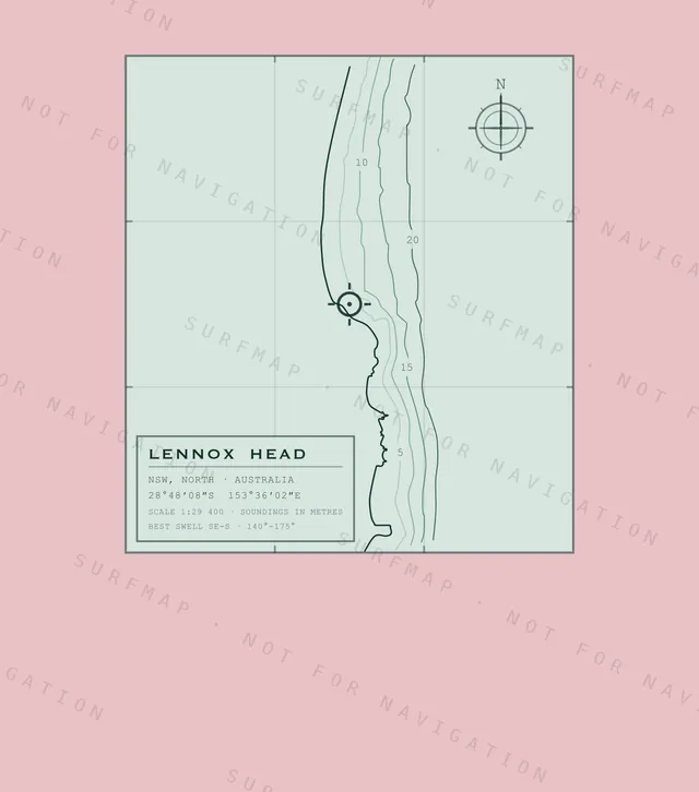 Lennox Head chart, the full artwork printed on the back