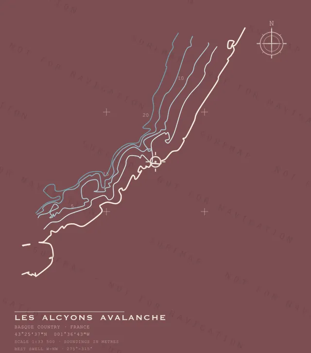 Les Alcyons Avalanche chart, the full artwork printed on the back