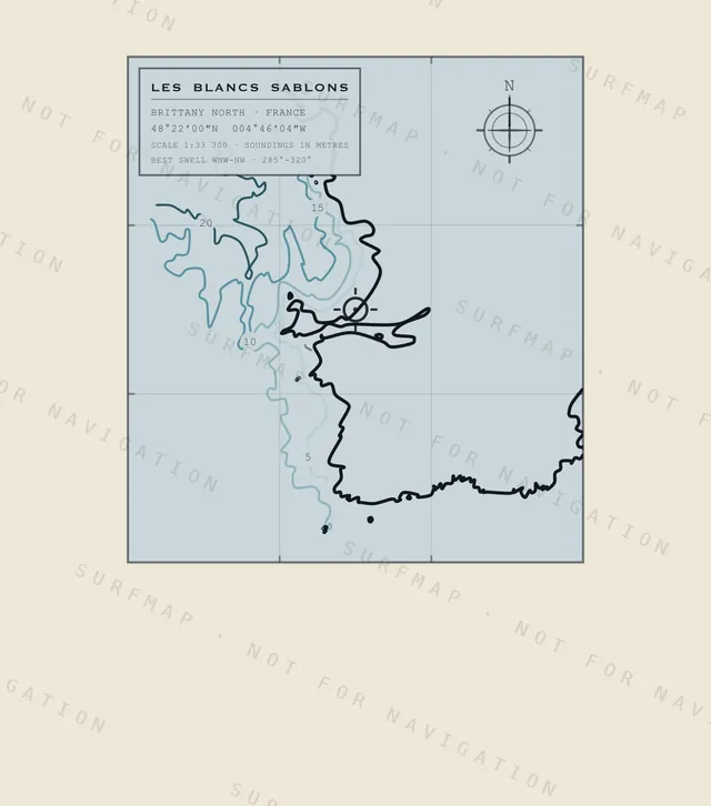 Les Blancs Sablons chart, the full artwork printed on the back