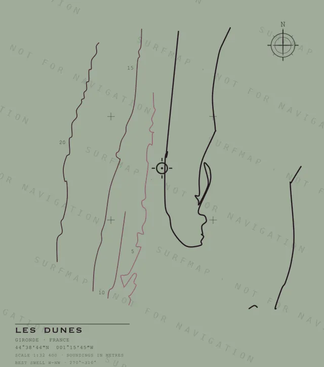 Les Dunes chart, the full artwork printed on the back