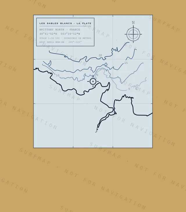 Les Sables Blancs - La Plate chart, the full artwork printed on the back