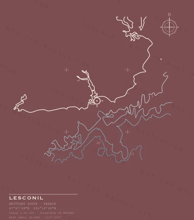 Lesconil chart, the full artwork printed on the back