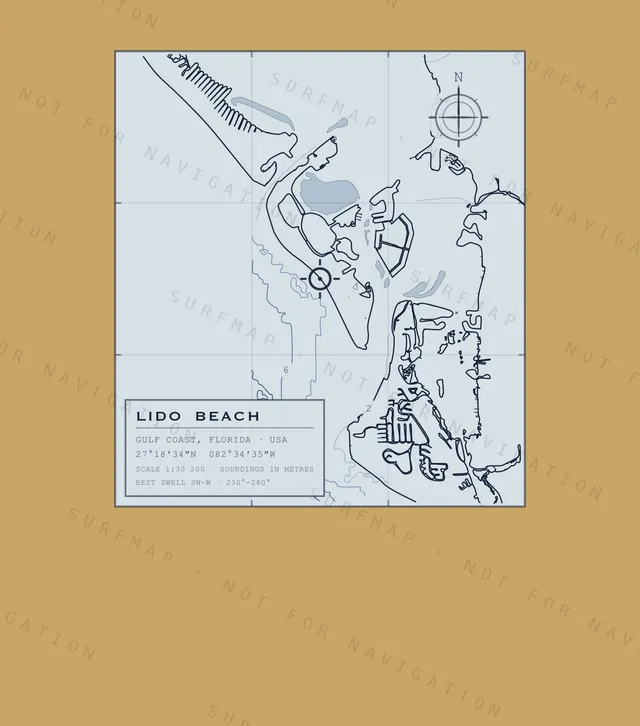 Lido Beach chart, the full artwork printed on the back
