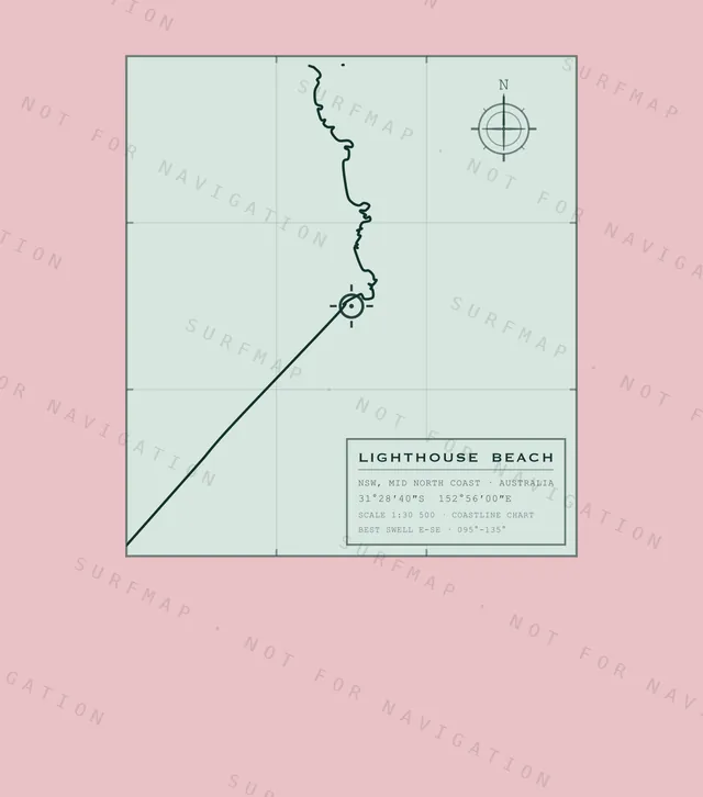 Lighthouse Beach chart, the full artwork printed on the back