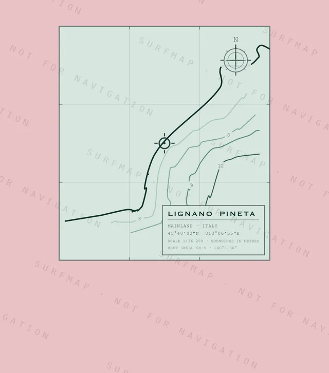 Lignano Pineta chart, the full artwork printed on the back