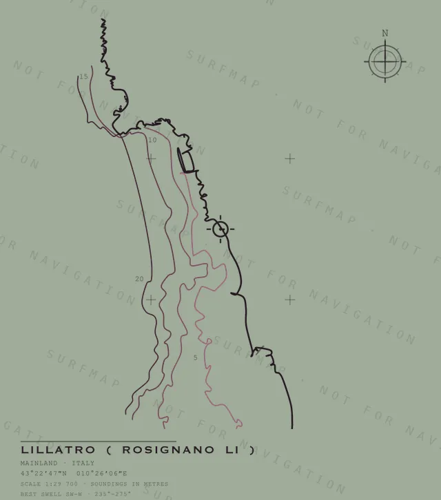 Lillatro ( Rosignano LI ) chart, the full artwork printed on the back