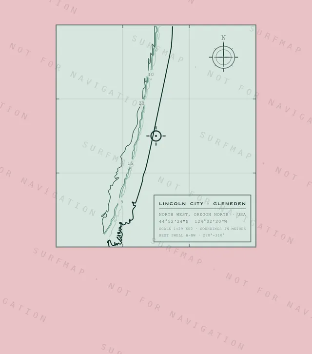Lincoln City - Gleneden chart, the full artwork printed on the back