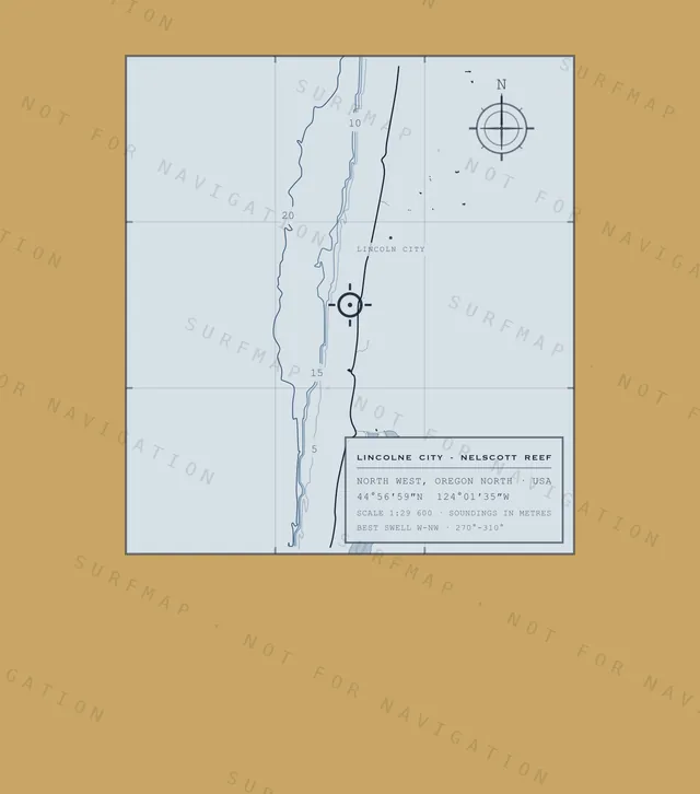 Lincolne City - Nelscott Reef chart, the full artwork printed on the back