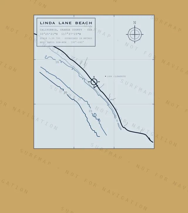 Linda Lane Beach chart, the full artwork printed on the back