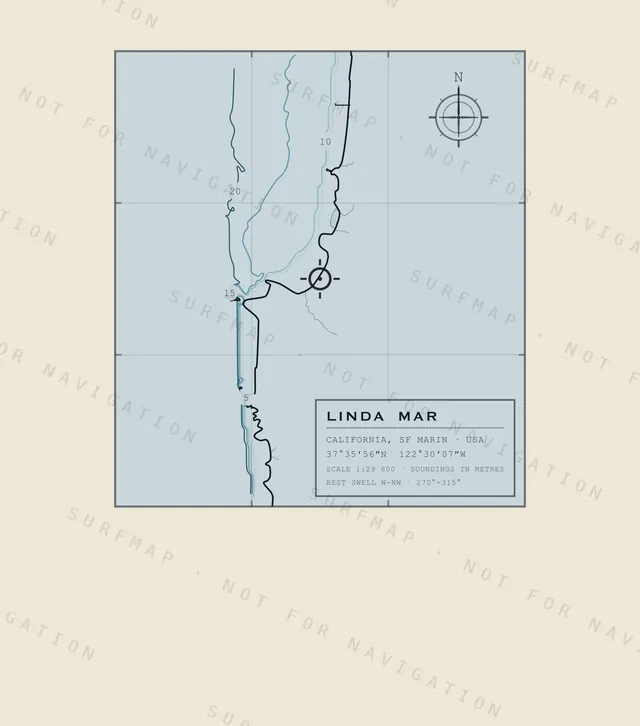 Linda Mar chart, the full artwork printed on the back