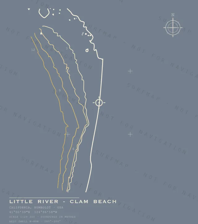 Little River - Clam Beach chart, the full artwork printed on the back