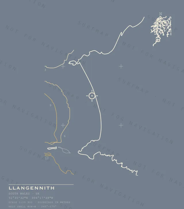 Llangennith chart, the full artwork printed on the back