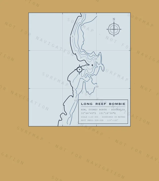 Long Reef Bombie chart, the full artwork printed on the back