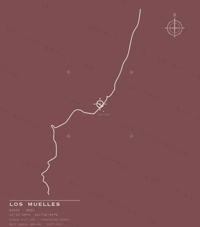 Los Muelles chart, the full artwork printed on the back