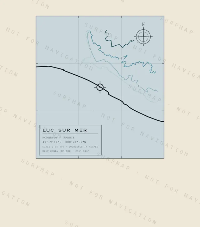 Luc sur Mer chart, the full artwork printed on the back