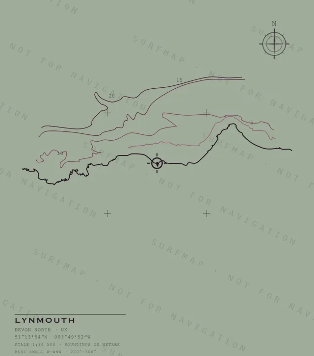 Lynmouth chart, the full artwork printed on the back