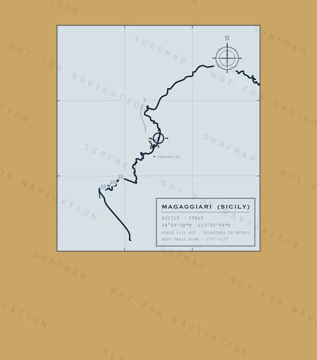 Magaggiari (Sicily) chart, the full artwork printed on the back