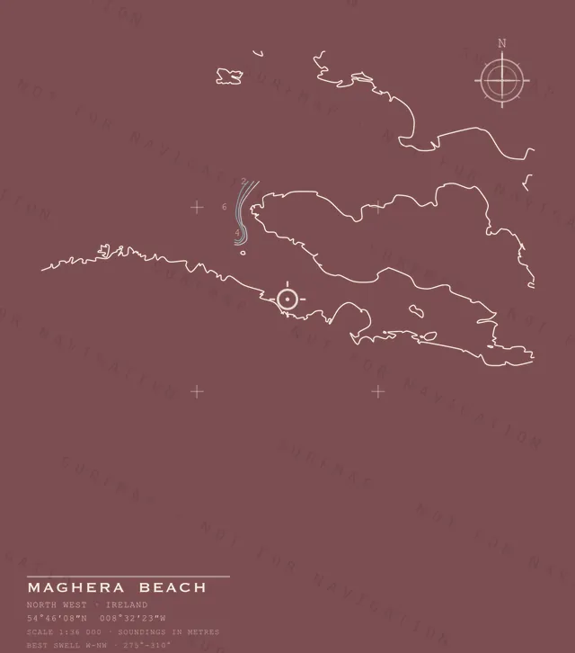 Maghera Beach chart, the full artwork printed on the back
