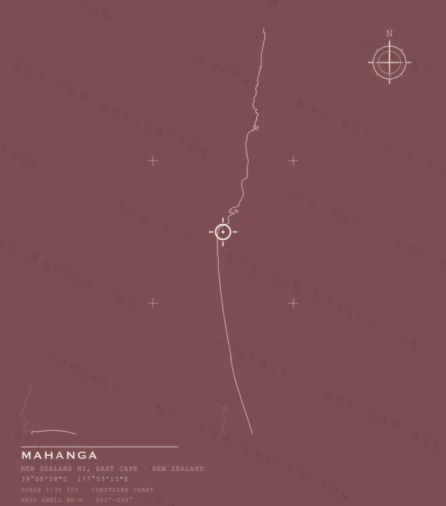 Mahanga chart, the full artwork printed on the back