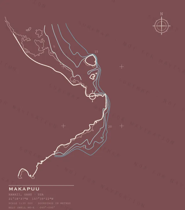 Makapuu chart, the full artwork printed on the back