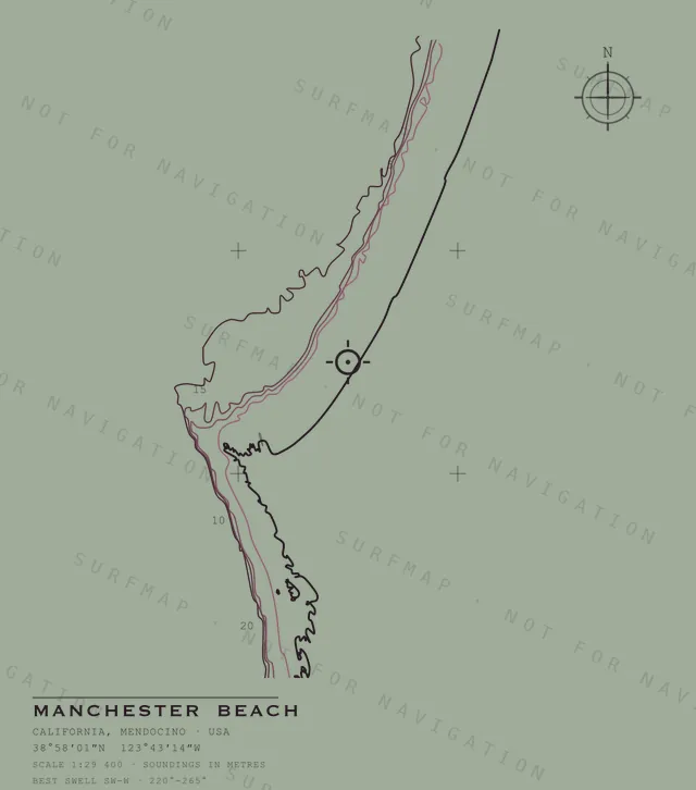 Manchester Beach chart, the full artwork printed on the back