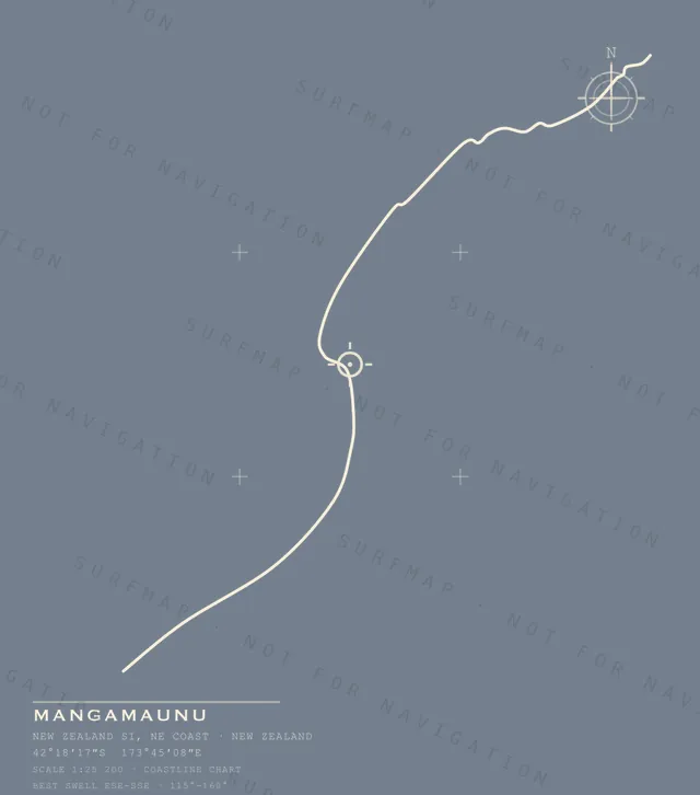 Mangamaunu chart, the full artwork printed on the back