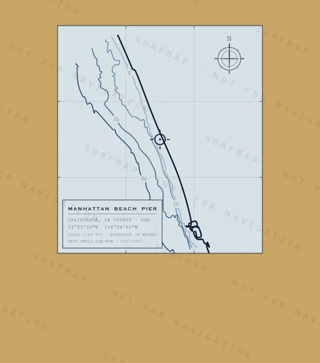 Manhattan Beach Pier chart, the full artwork printed on the back