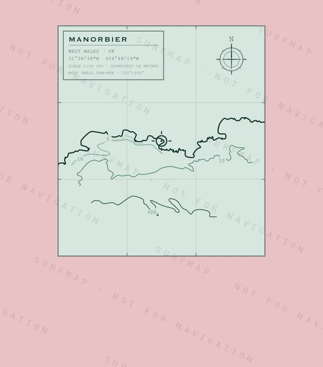 Manorbier chart, the full artwork printed on the back