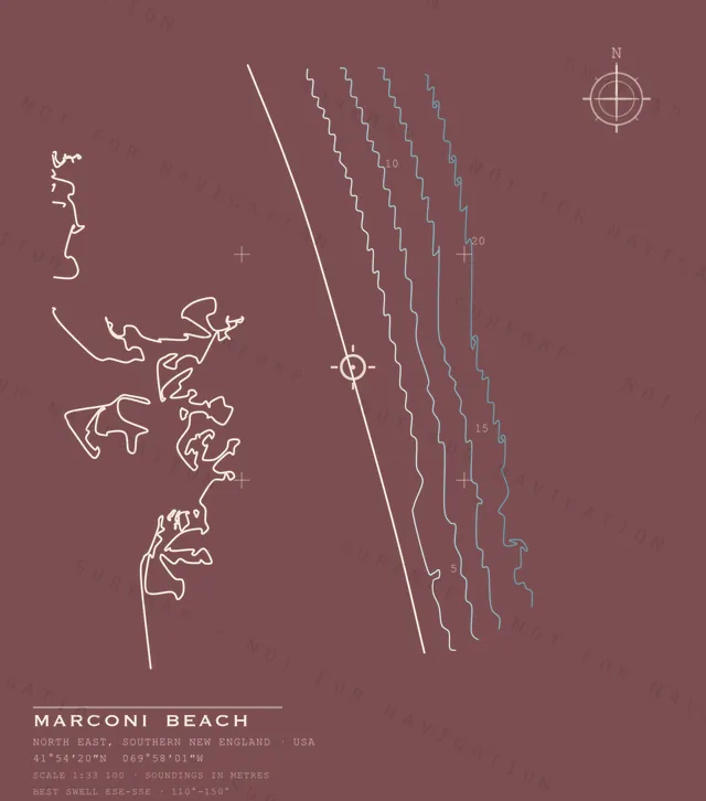 Marconi Beach chart, the full artwork printed on the back
