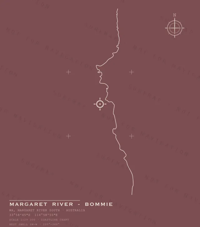 Margaret River - Bommie chart, the full artwork printed on the back