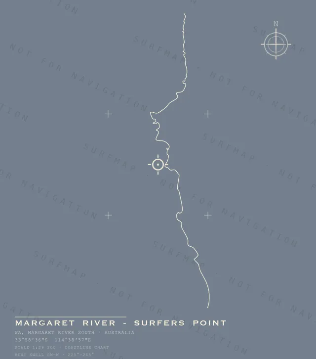 Margaret River - Surfers Point chart, the full artwork printed on the back