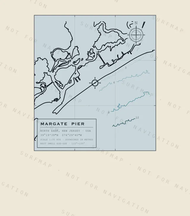 Margate Pier chart, the full artwork printed on the back