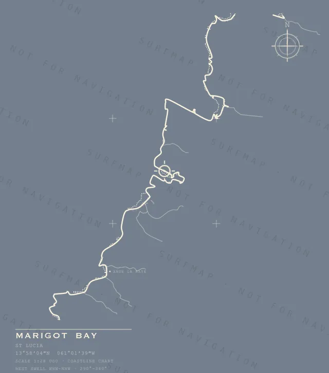 Marigot Bay chart, the full artwork printed on the back
