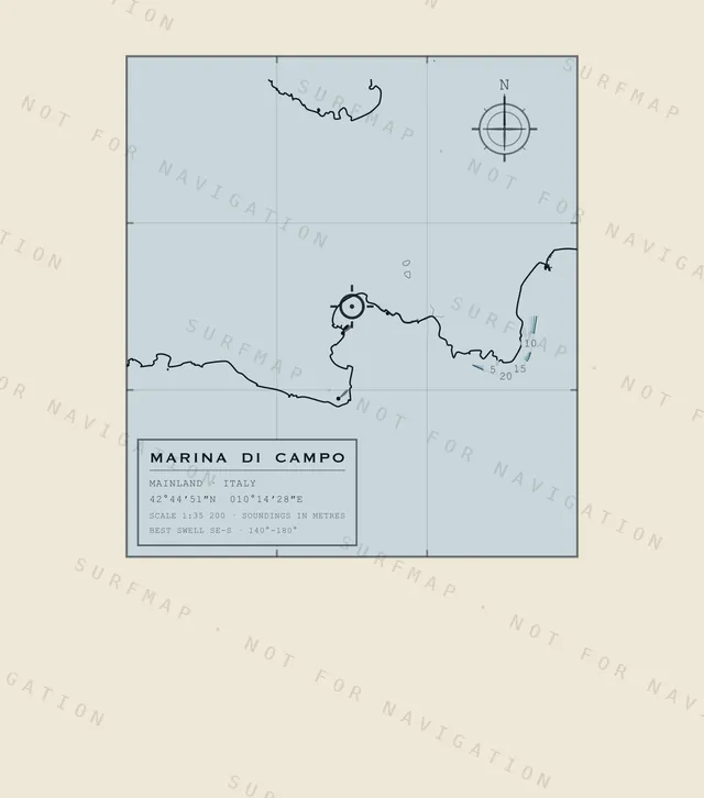 Marina di Campo chart, the full artwork printed on the back