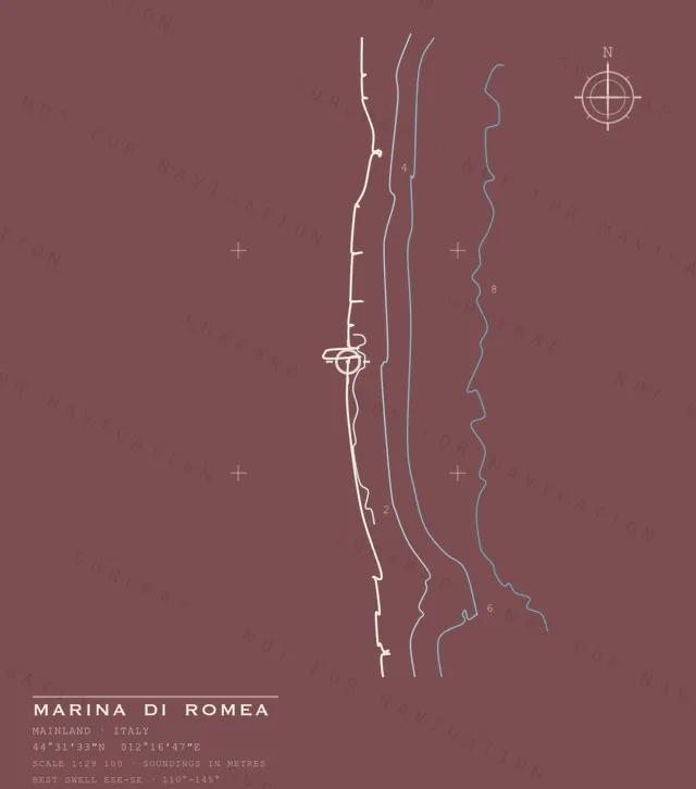 Marina di Romea chart, the full artwork printed on the back
