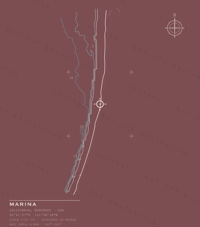 Marina chart, the full artwork printed on the back