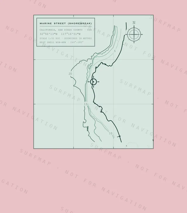 Marine Street (Shorebreak) chart, the full artwork printed on the back