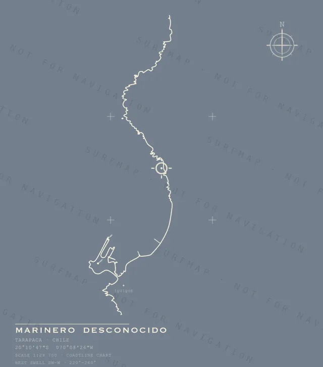 Marinero Desconocido chart, the full artwork printed on the back