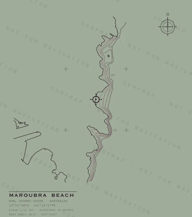 Maroubra Beach chart, the full artwork printed on the back