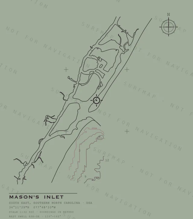 Mason's Inlet chart, the full artwork printed on the back