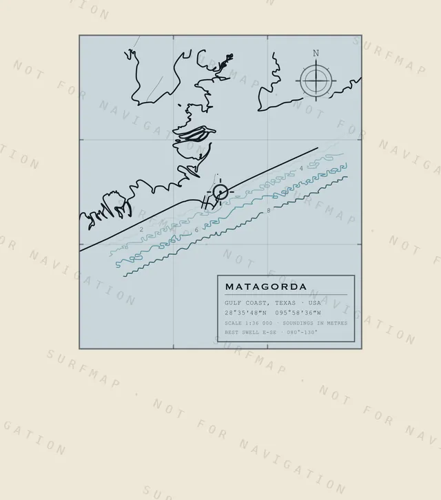 Matagorda chart, the full artwork printed on the back