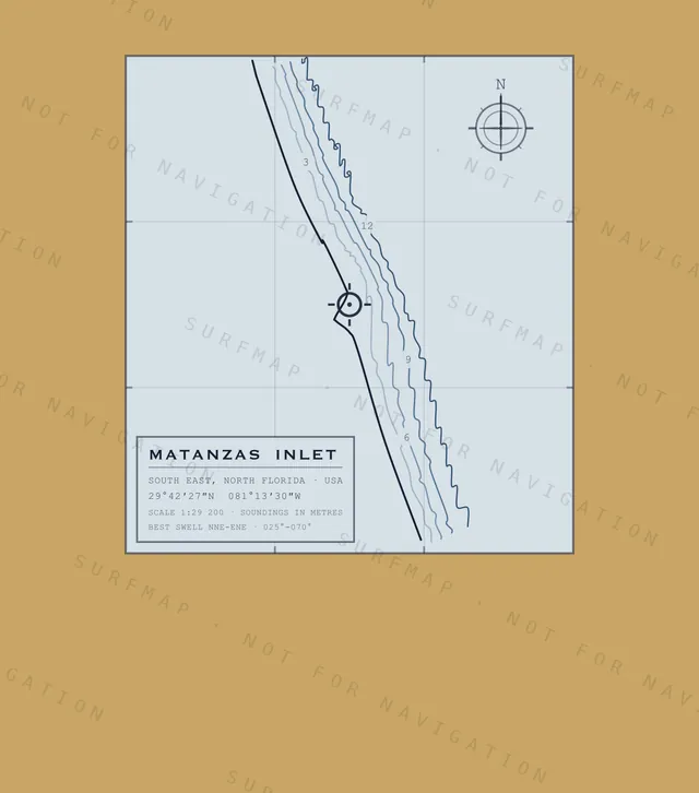 Matanzas Inlet chart, the full artwork printed on the back